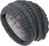 Vista 56 de FURTALK Gorros de invierno para mujer, con forro polar, gorro de punto holgado y cálido, gorro de esquí Gris claro