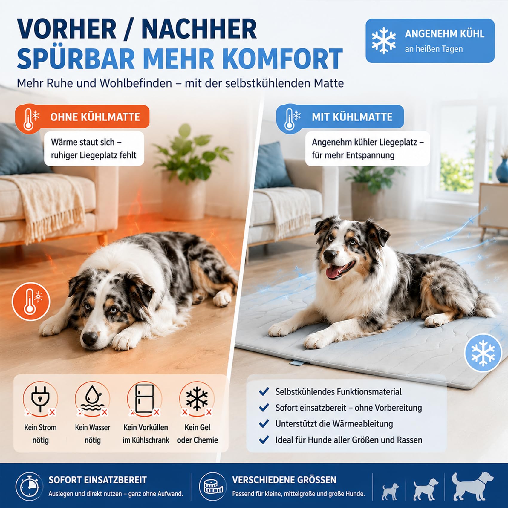 Pfotenchill KüHlmatte, Pfoten Chill The Innovative Cooling Mat for Dogs, S/M/L/XL SelbstküHlende Matte, rutschfest, Waschbar, Faltbar für Zu Hause, Unterwegs Oder Im Auto (Grau,M-36 * 23in)