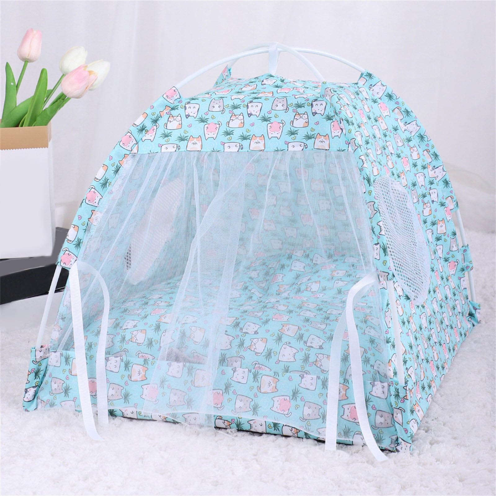 Tente pour animal domestique portable amovible respirant Tipi Chiens Chats Intérieur Extérieur Niche pour Camping Pratique