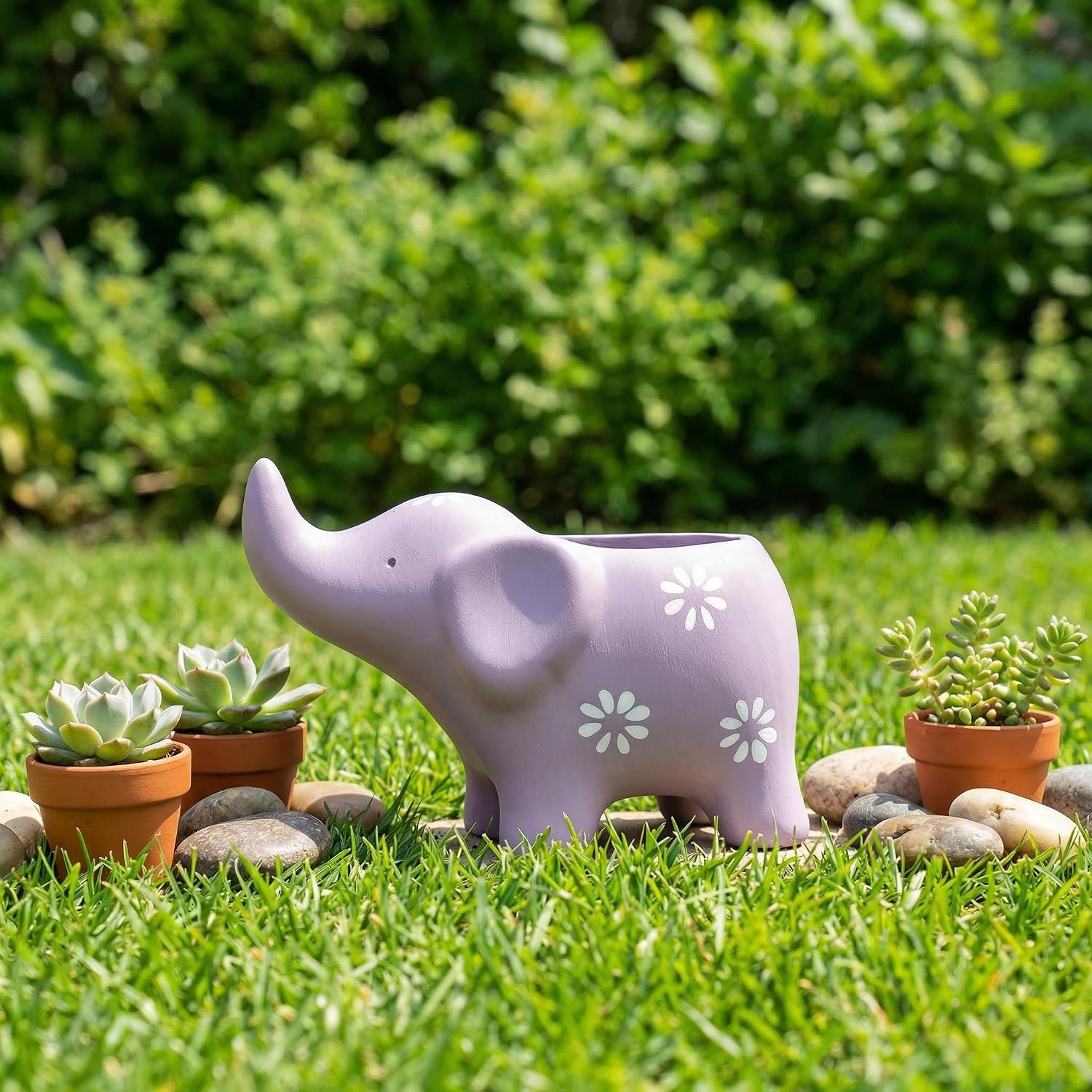 HVEST Elephant Shaped Planter, Cute Purple Animal Elephant Succulent Cactus Plant Pots for Family Friends, Funny Mini Elephant Ceramic Planters for Indoor Home Office Garden Desktop Decoration image 5