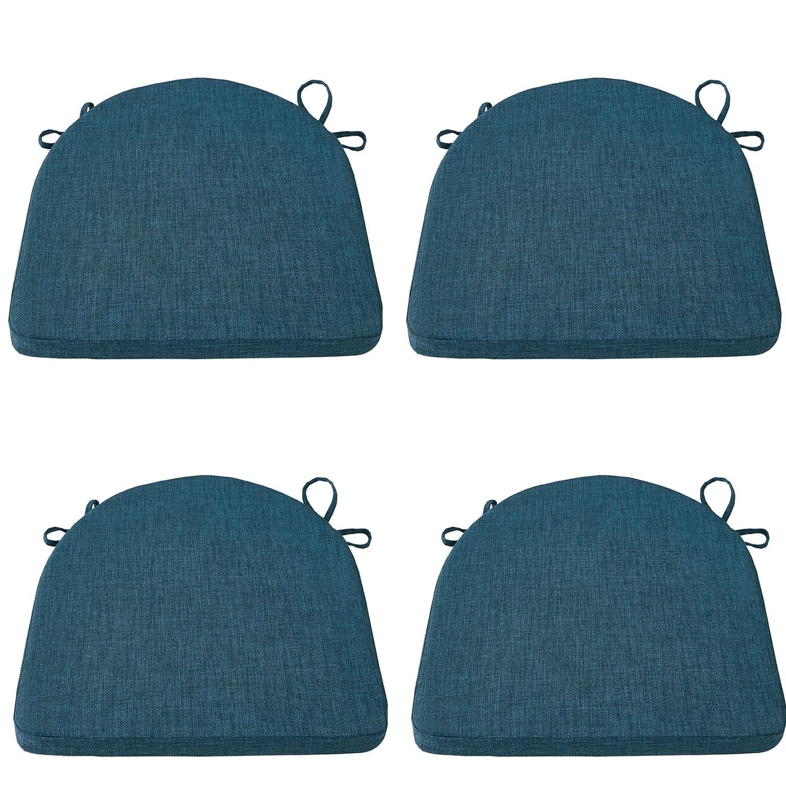 Cojines para sillas de comedor mullidos que no se escurren con fundas lavables azul