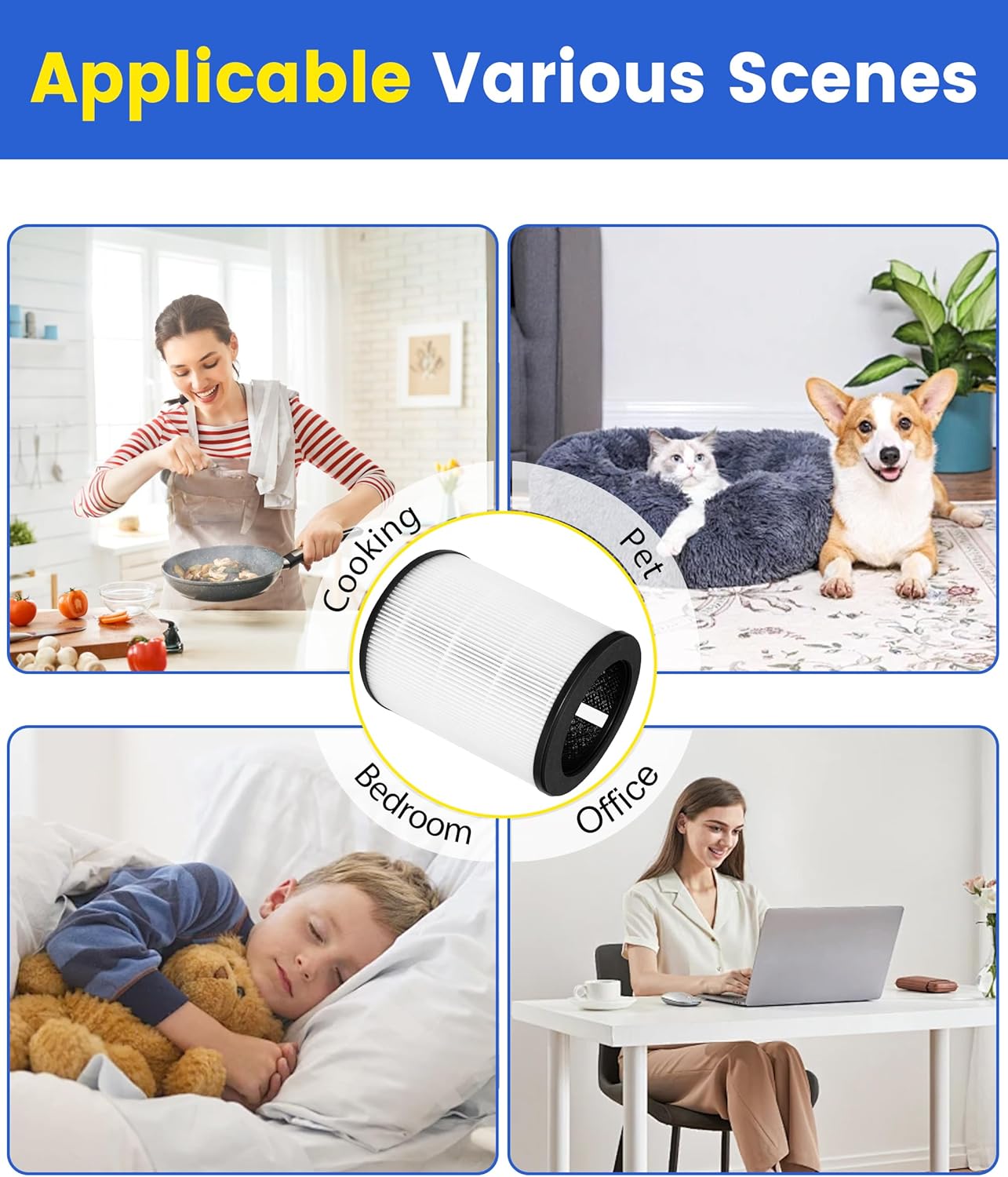 P100 / P100 Pro Replacement Filter Compatible with Welov P100 P100 Pro Air Purifier, 3-in-1 H13 HEPA and High Efficiency Activated Carbon Filters, Part # P100-RF 2-Pack - Image 7