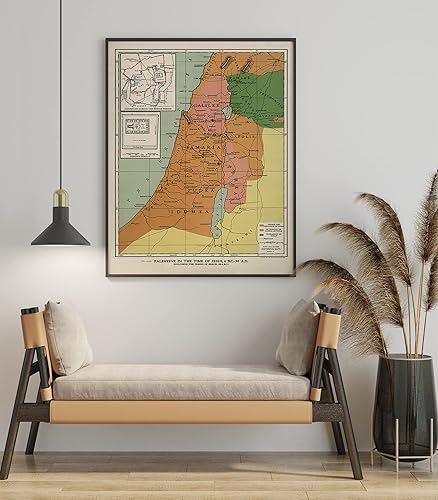 Miniatura 2 de Póster artístico de pared con mapa de Palestina en el tiempo de Jesús, gráfico de línea de tiempo bíblica, mapas, decoración de pared, mapa de la