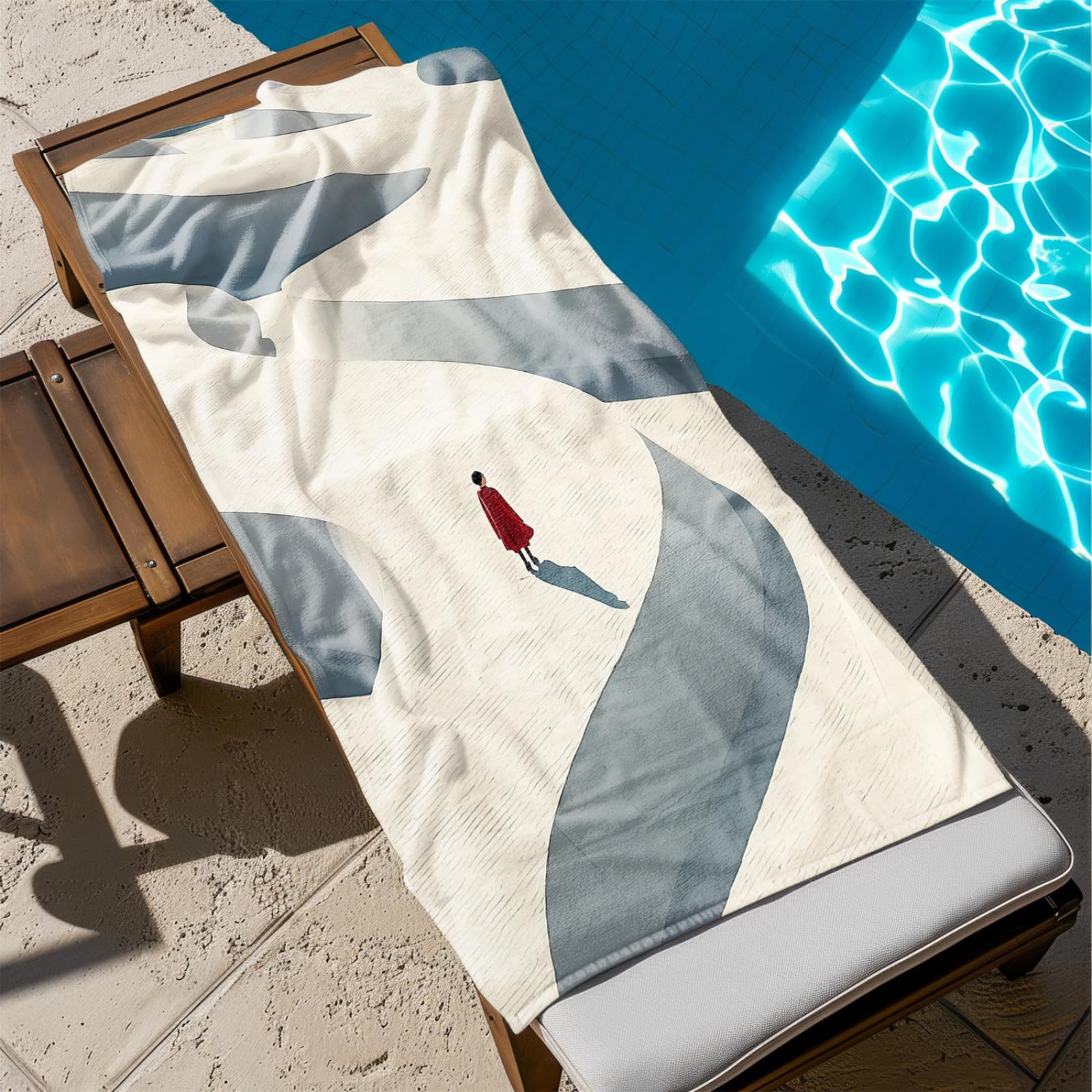 Générique Serviette Microfibre Plage Personne Rouge avec Motif Beige