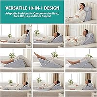 Vista 2 de Bedluxe Juego de 3 almohadas ortopédicas de cuña para cama, almohada de cuña de espuma para postcirugía para espalda, piernas y rodillas, almohada