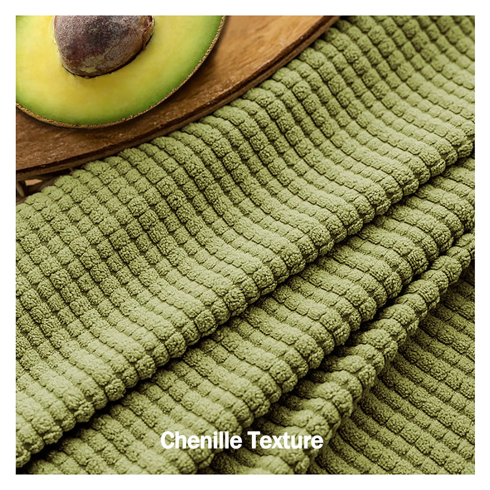 Verde Cortinas Chenille Dormitorio Curtain Opaca Gancho Estilo Japones Curtains Blackout 2 Paneles para Salón Cuarto De Los Niños, W200xL270cm,Green