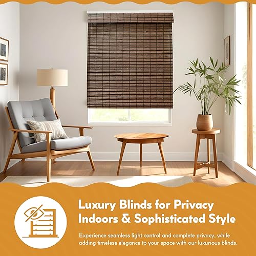 Miniatura 5 de Radiance Persiana romana de bambú de tejido plano Cocoa Havana, 23 pulgadas de ancho x 64 pulgadas de largo - 2215200E