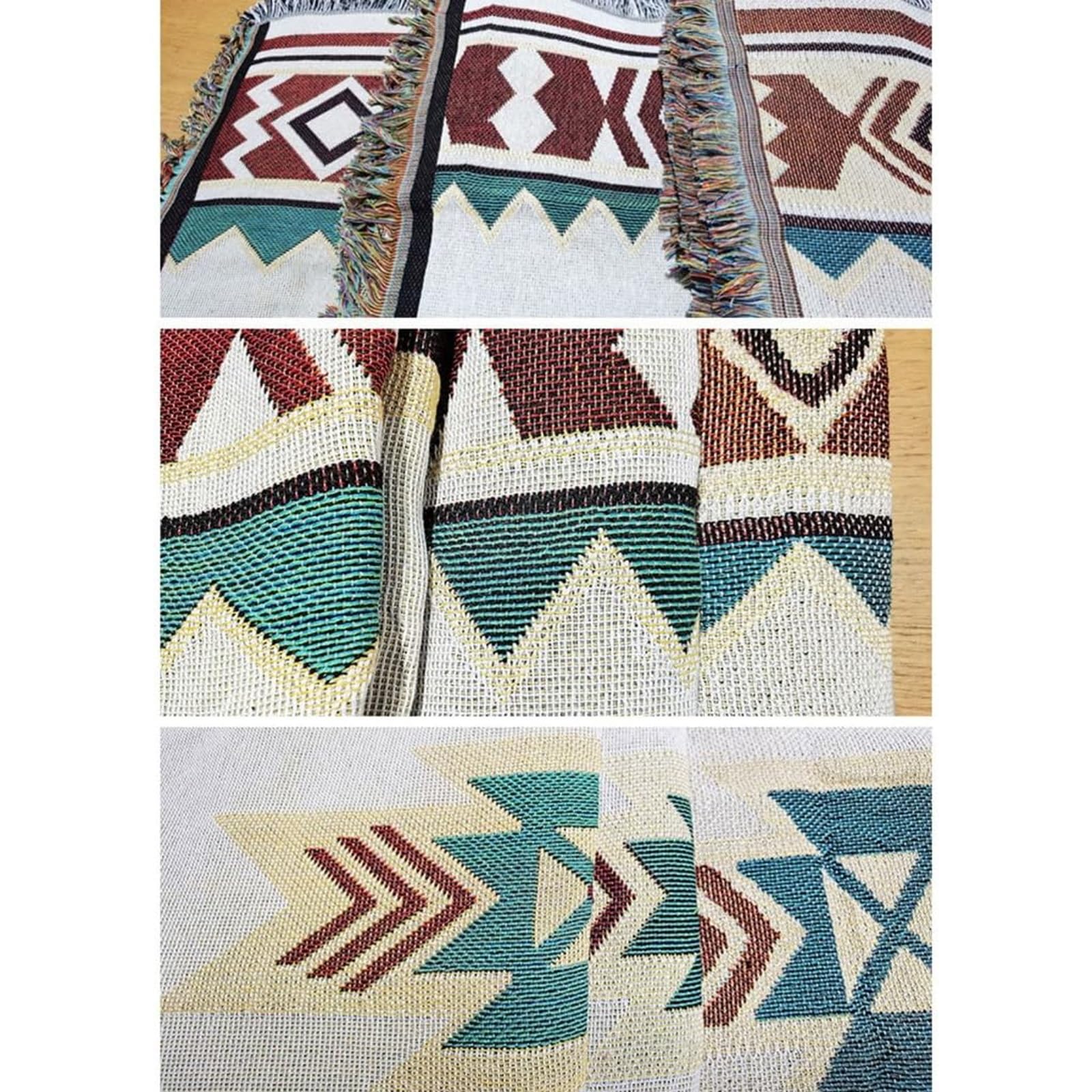 Tappetino Picnic Spiaggia, Coperta con Nappe, Coperta Etnica Righe BohéMien, per Tappeti Viaggio Divani(Brown 1,180 * 340cm)