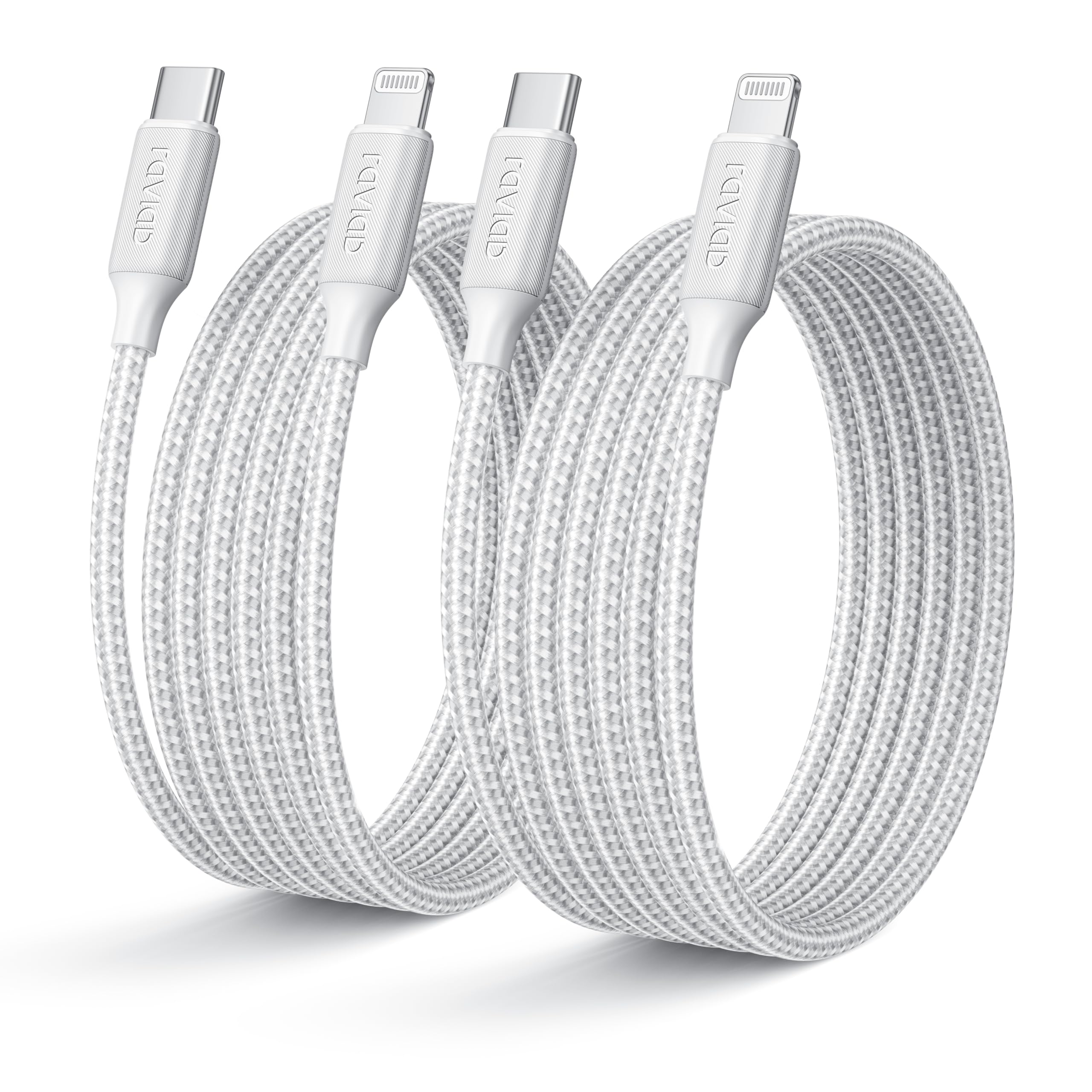 RAVIAD USB C auf Lightning Kabel [2Pack 2M], iPhone Ladekabel USB C MFi Zertifiziert Power Delivery Nylon USB C Lightning Kabel für iPhone 14/13/12 Pro Max/12 Mini/11 Pro/X/XS/XR/SE/8 Plus -Weiß