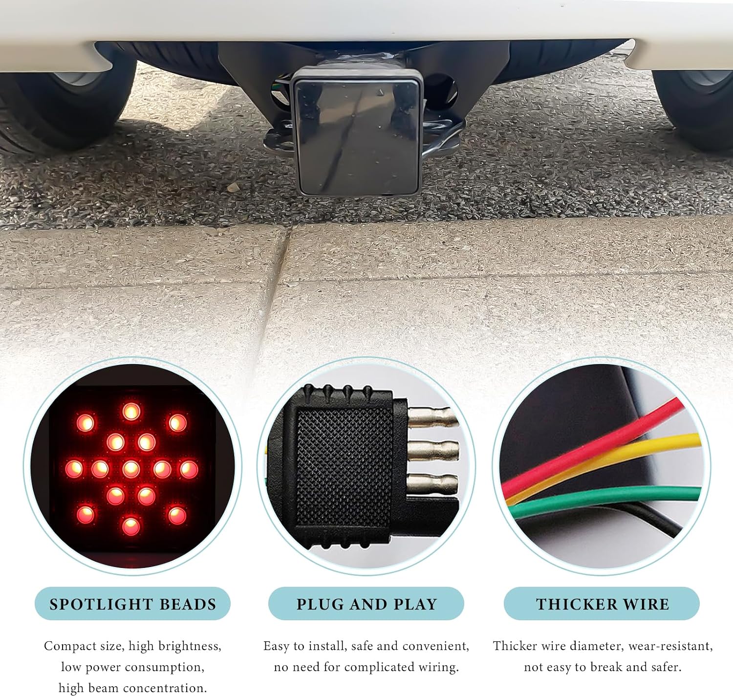 15 LED Brake Light Trailer Hitch Cover, 12V Smoked Lens Square Brake Tail Light Fit 2" Receiver, Waterproof LED Towing Hitch Lights Exterior Accessories for Truck Trailer SUV