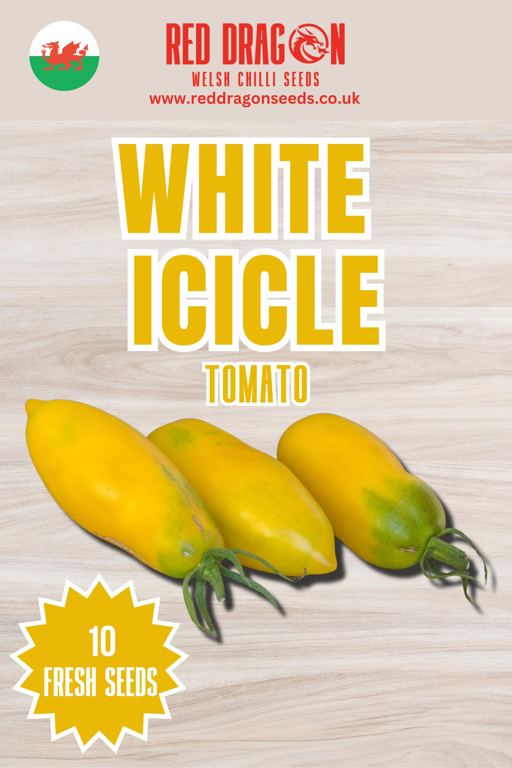 White Icicle Tomato Seeds - 10 Fresh White Icicle Tomato Seeds