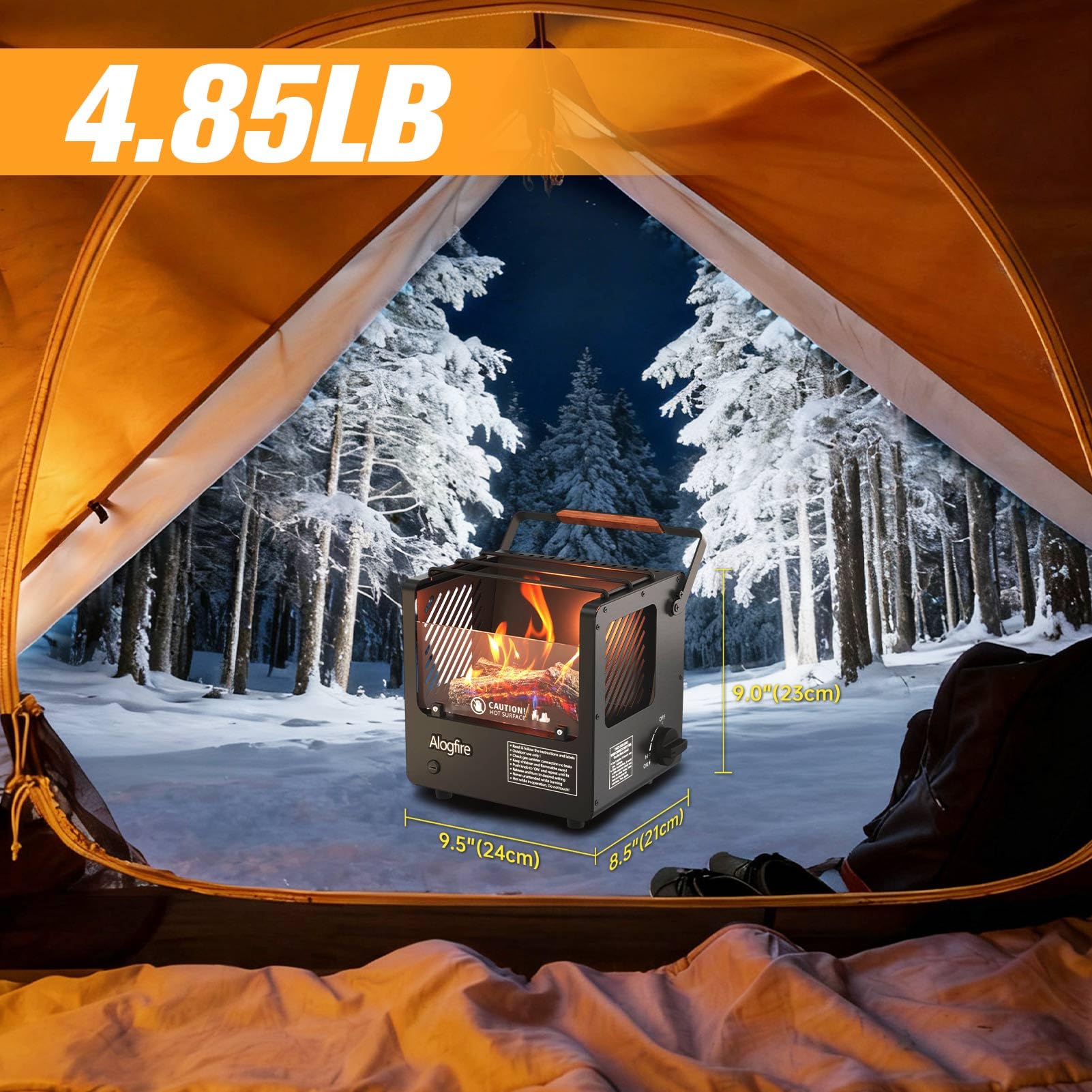 Alogfire 3-in-1 Portable Gas Fire Pit, 5200 BTU Butane Gas Heater and Stove