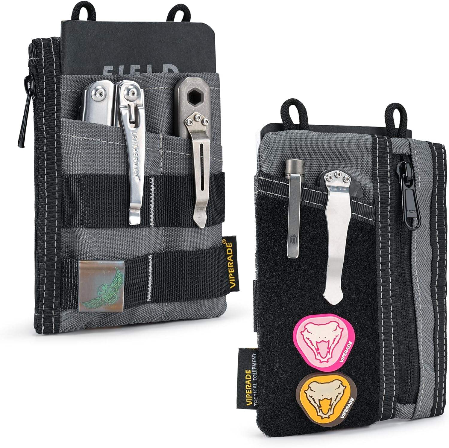 VIPERADE VE18 EDC Pouch, Pocket Organizer for Men, EDC Pocket Organizer, 3 Slots with 2 Zipper Pockets, Multitool Pouch