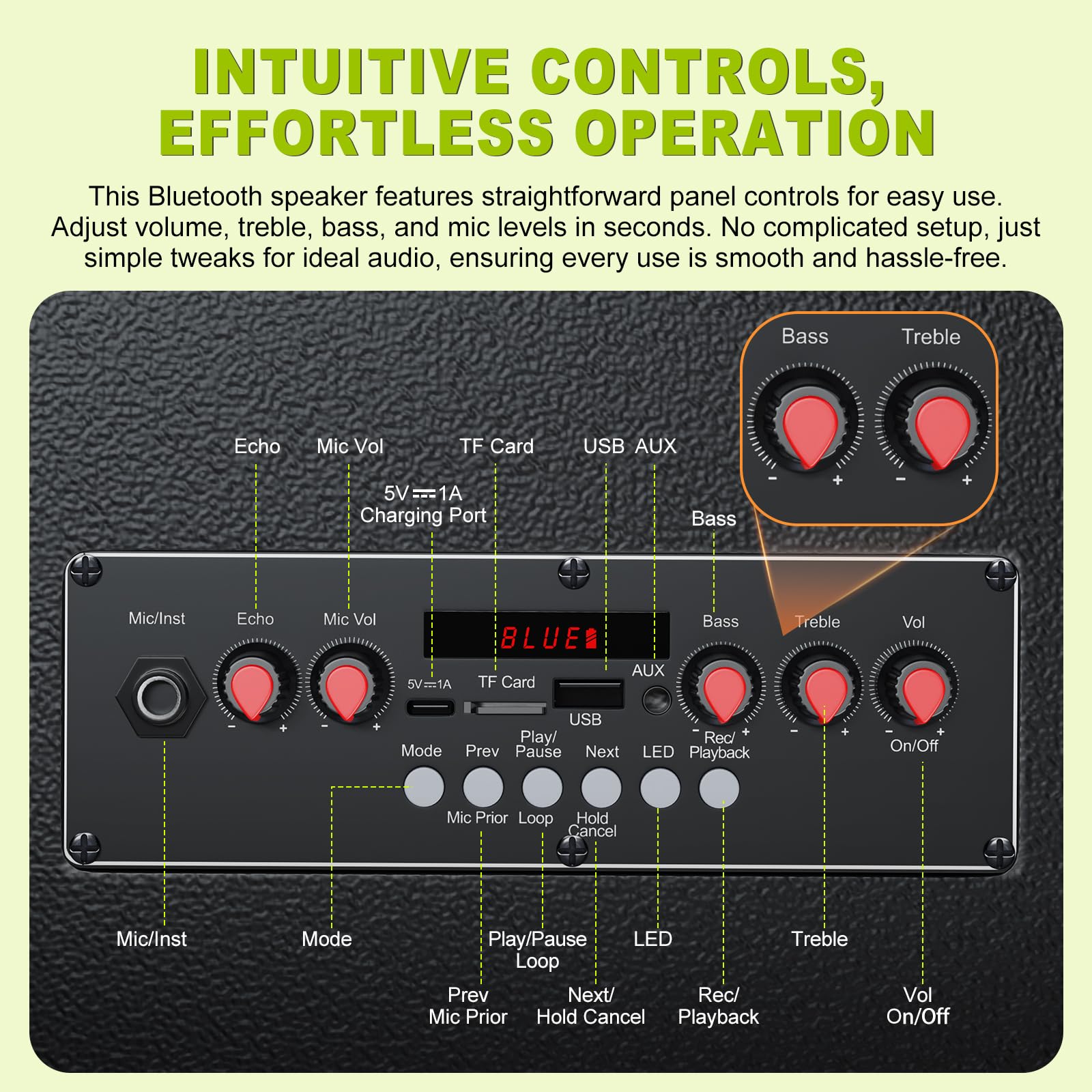 Altavoz Bluetooth Grande para Karaoke con 2 micrófonos inalámbricos, Sistema de 11 Altavoces con batería de 8800 mAh, Sistema PA con Ruedas y Luces, Mando a Distancia, FM/AUX/USB/TF, Graves y Agudos