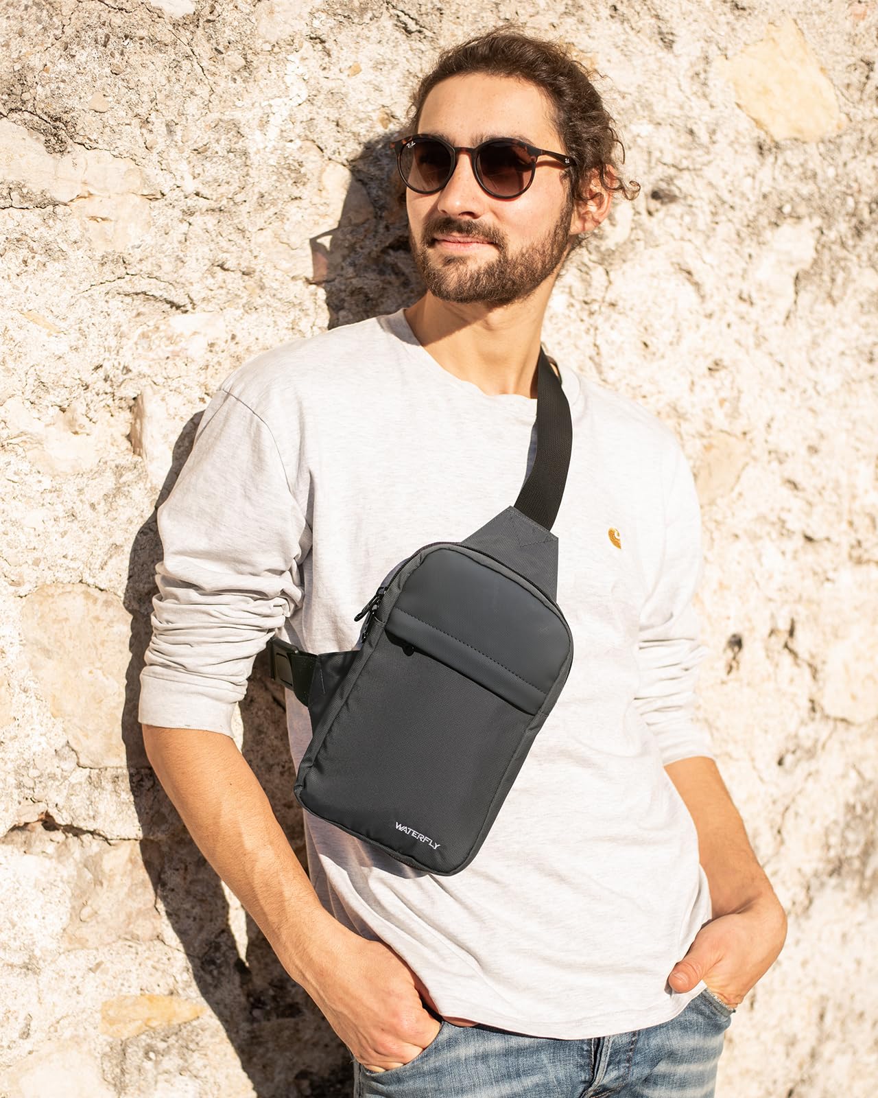 Waterfly Bolso Cruzada Bandolera en el Pecho Bolsa Hombro Cruzado Pequeño para el Trabajo Viajes Mujere Hombre