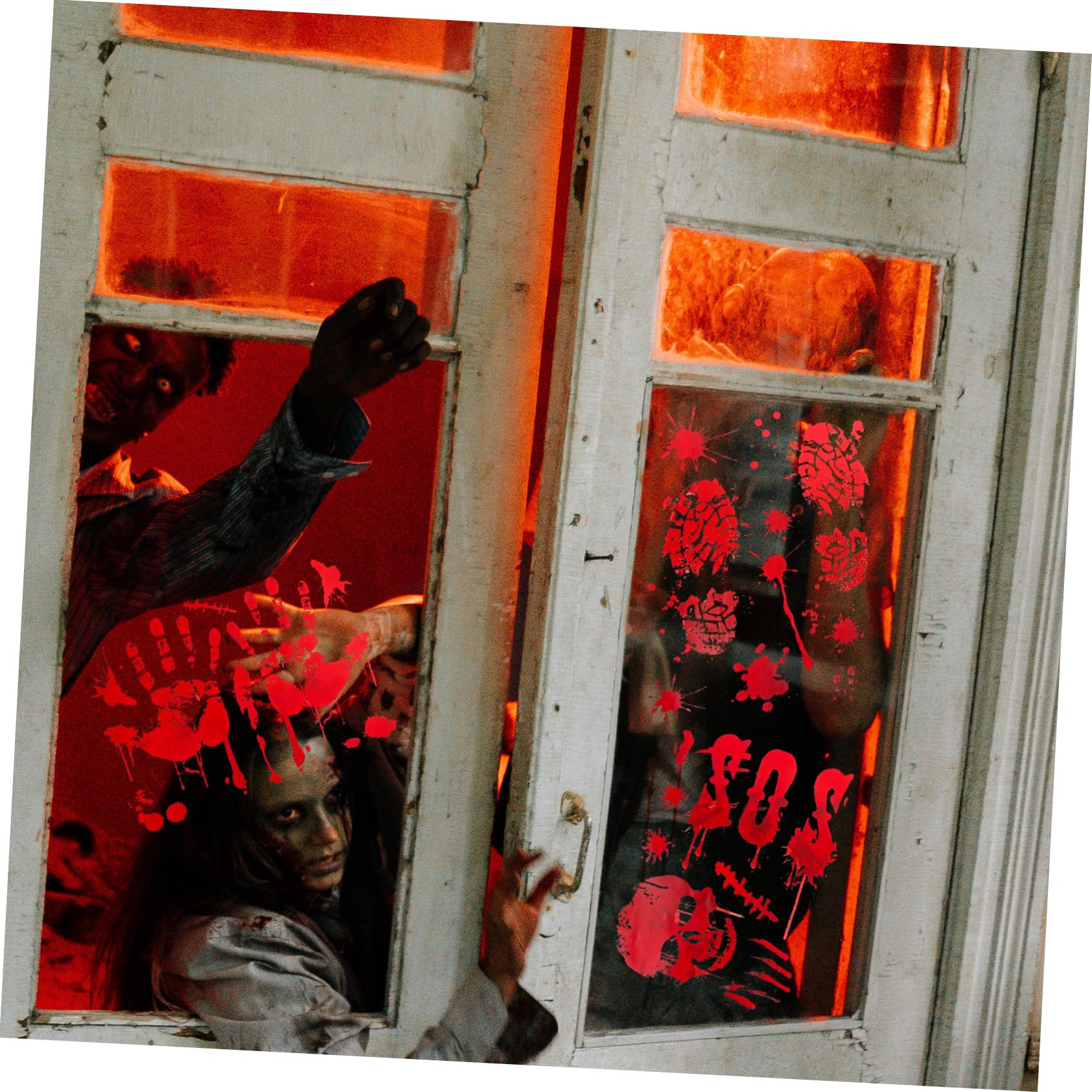 PRETYZOOM 56 Hojas Víspera De Todos Pegatinas Etiqueta De Fondo De Halloween Huella De La Mano De Halloween Pegatinas Calcomanías De Pared para El Hogar Material De PVC