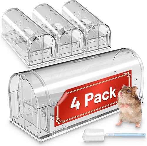 Miniatura 1 de Trampas reutilizables para ratones, trampa para ratones vivos que no matan en interiores para el hogar, trampas para roedores con cepillo de