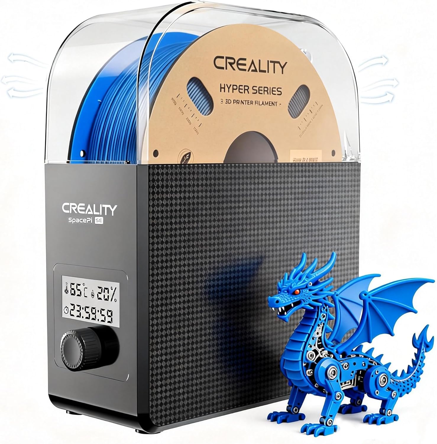 2026 New Creality Upgraded Space Pi SE Filament Dryer, 3D Printer Filament Dryer Box, 360° 65W PTC Filament Storages, Filament Dehydrator for PLA ABS PETG PA Filament 1.75/2.85mm, Spool Holder