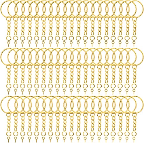 Miniatura 9 de Audab 360 llaveros a granel, 120 anillos de llavero con cadena y 120 anillos de salto abierto con 120 pernos de ojo de tornillo para manualidades