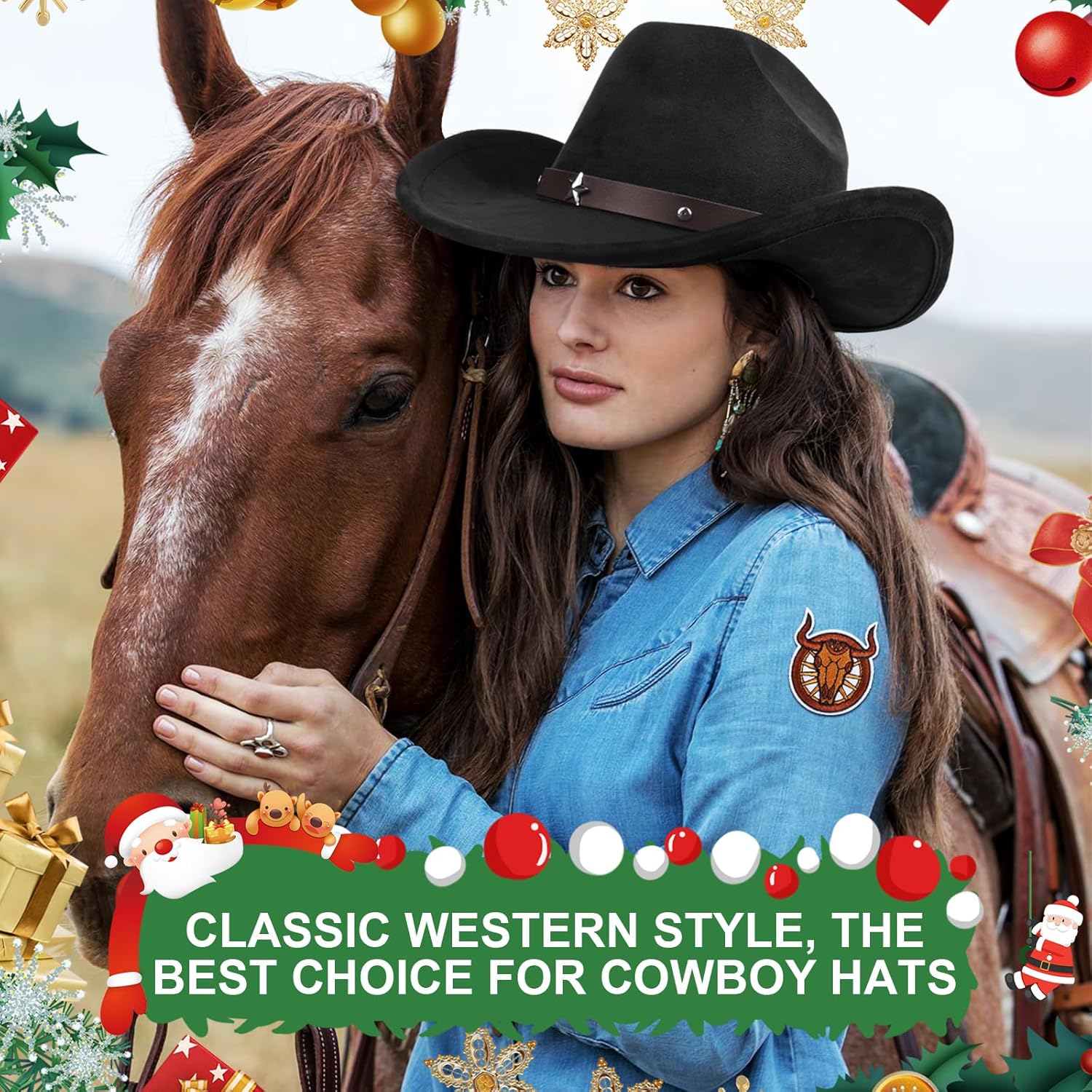 2 Pieces Western Cowboy Hat for Men Women Classic Fedora Hat with 3 Buckle Belt 4pcs - Image 4