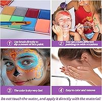 Vista 6 de Face Painting Kit For Adult Party,22 Colors Face Paint Kit Includes Paint Tray,Sponges,Brushes and Stencils,Professional Face Painting Kit Non Toxic
