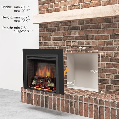 Miniatura 4 de PuraFlame Western - Inserto eléctrico para chimenea con sonido de chispas de fuego, control remoto, 7501500 W, color negro, 22 5364 pulgadas de
