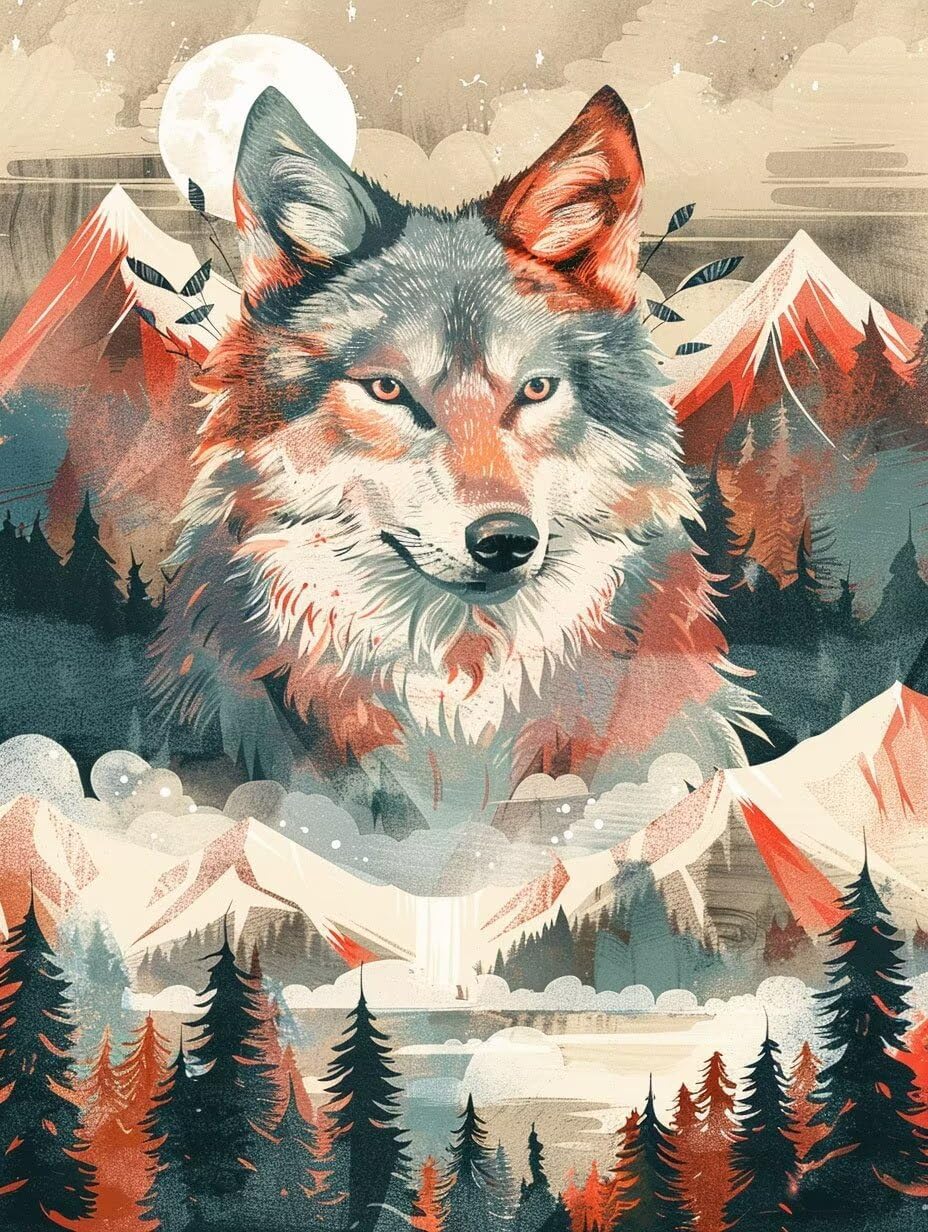 ダイヤモンドアート狼 ダイヤモンド刺繍 全面貼り付けタイプ ダイヤモンドペインティング 松 ダイヤモンド アート ダイアモンド四角い