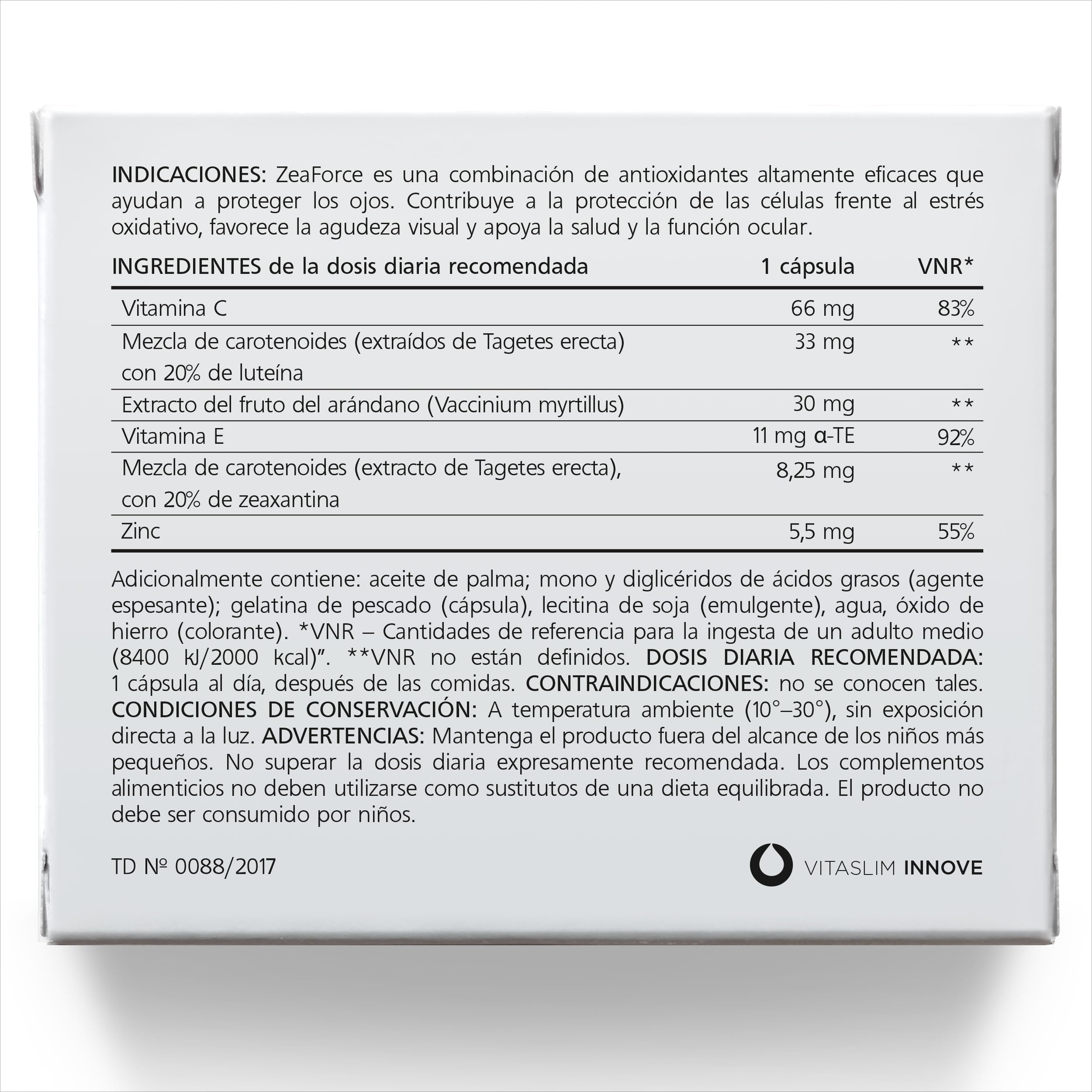 rendimiento visual óptimo con 1 cápsula por día. Composición concentrada. Acción multidireccional. Fórmula líquida para una asimilación completa y un efecto más rápido