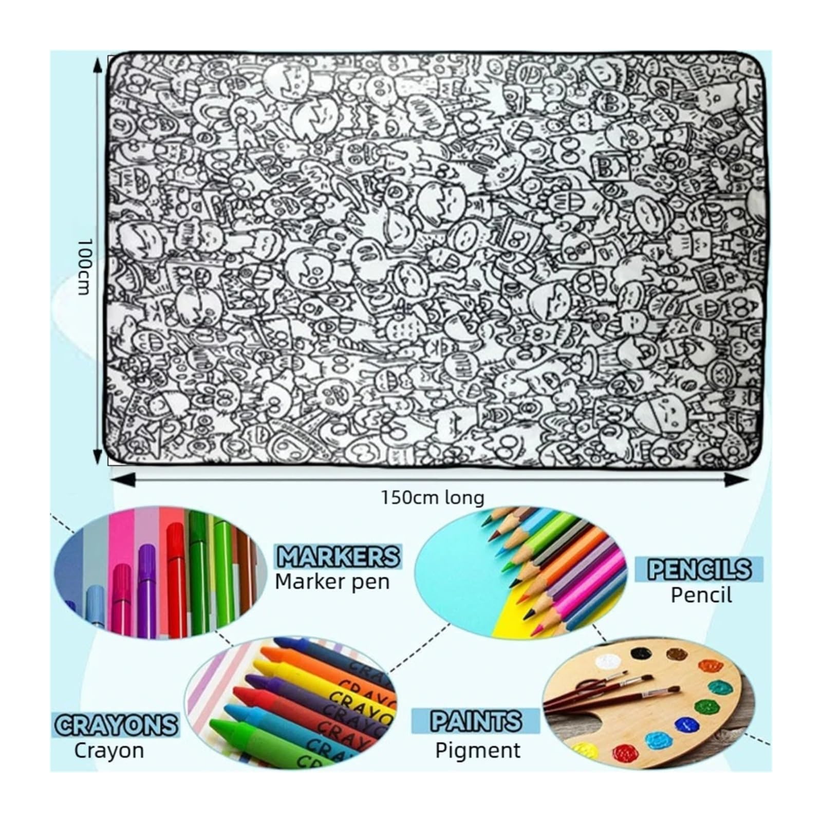 coperta da colorare Divertente coperta interattiva con graffiti da colorare fai te(Style B- 100x150cm)