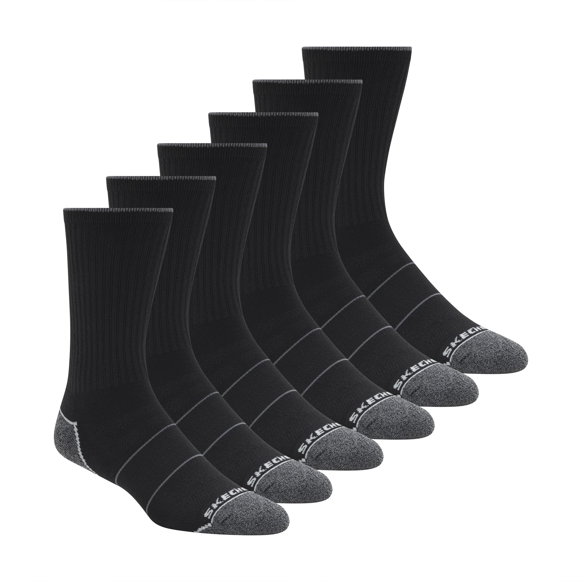 

                                                    Skechers Men's 6 Pack Work Crew Socks, Black, 10-1
