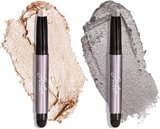 Eyeshadow 101 Crème to Powder Waterproof Eyeshadow Stick Duo, Rainstorm Shimmer and Pearl Shimmer