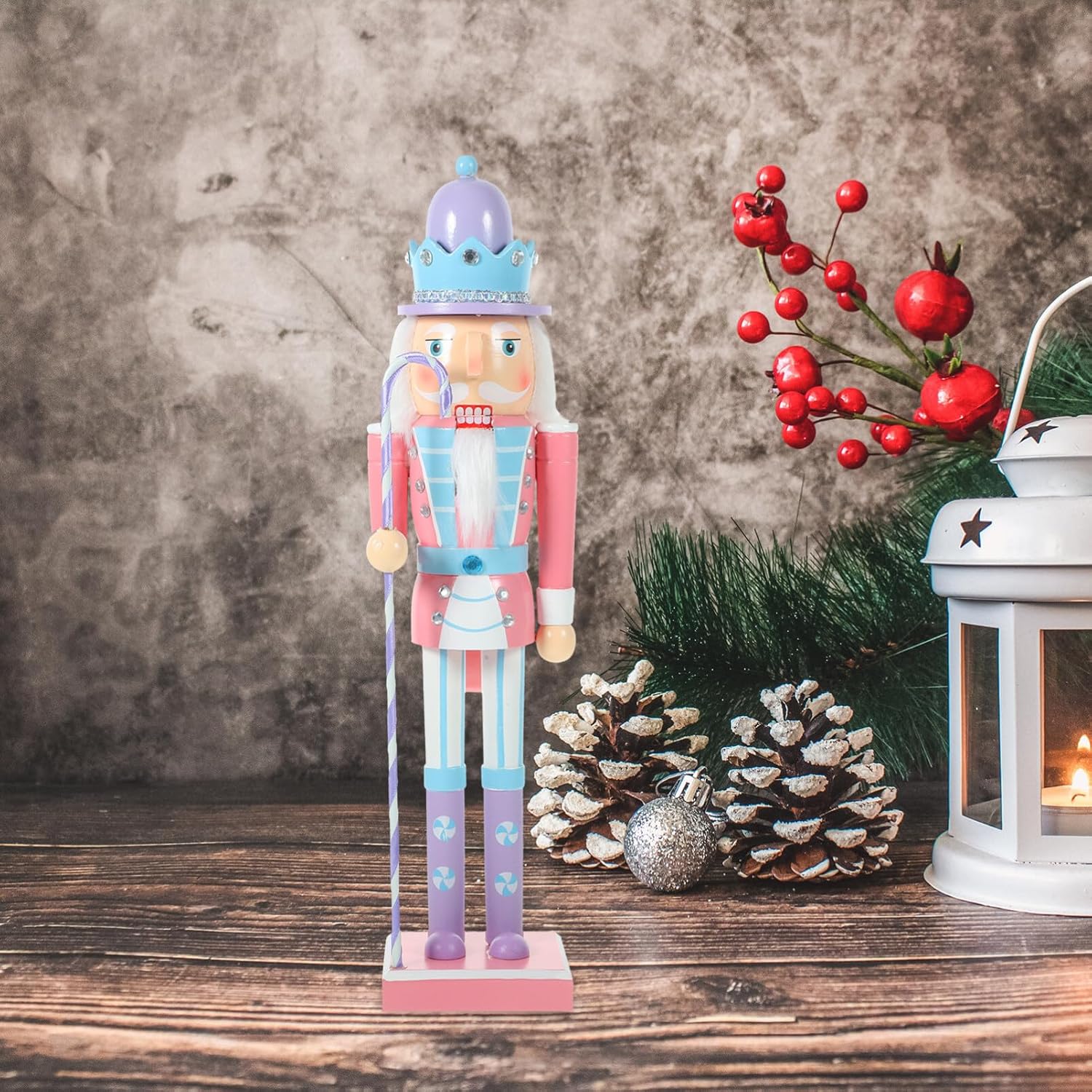 VOSAREA Christmas Nutcracker Christmas Ornaments Gingerbread Ornaments Wood Christmas Decor Festive Collectible Nutcracker Candy Cane Wooden Nutcracker Desktop Nutcrackers Craft Sweet