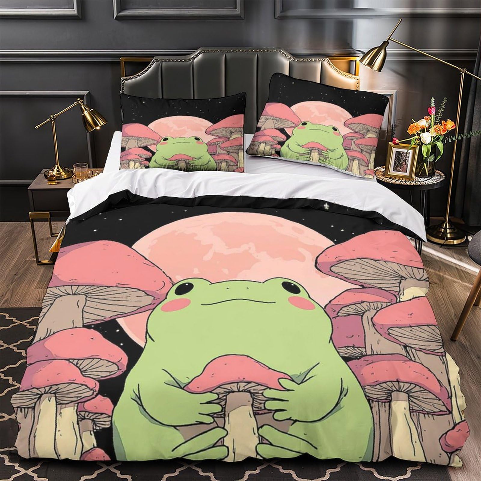 Housse de couette grenouille entretien facile lit 1 personne