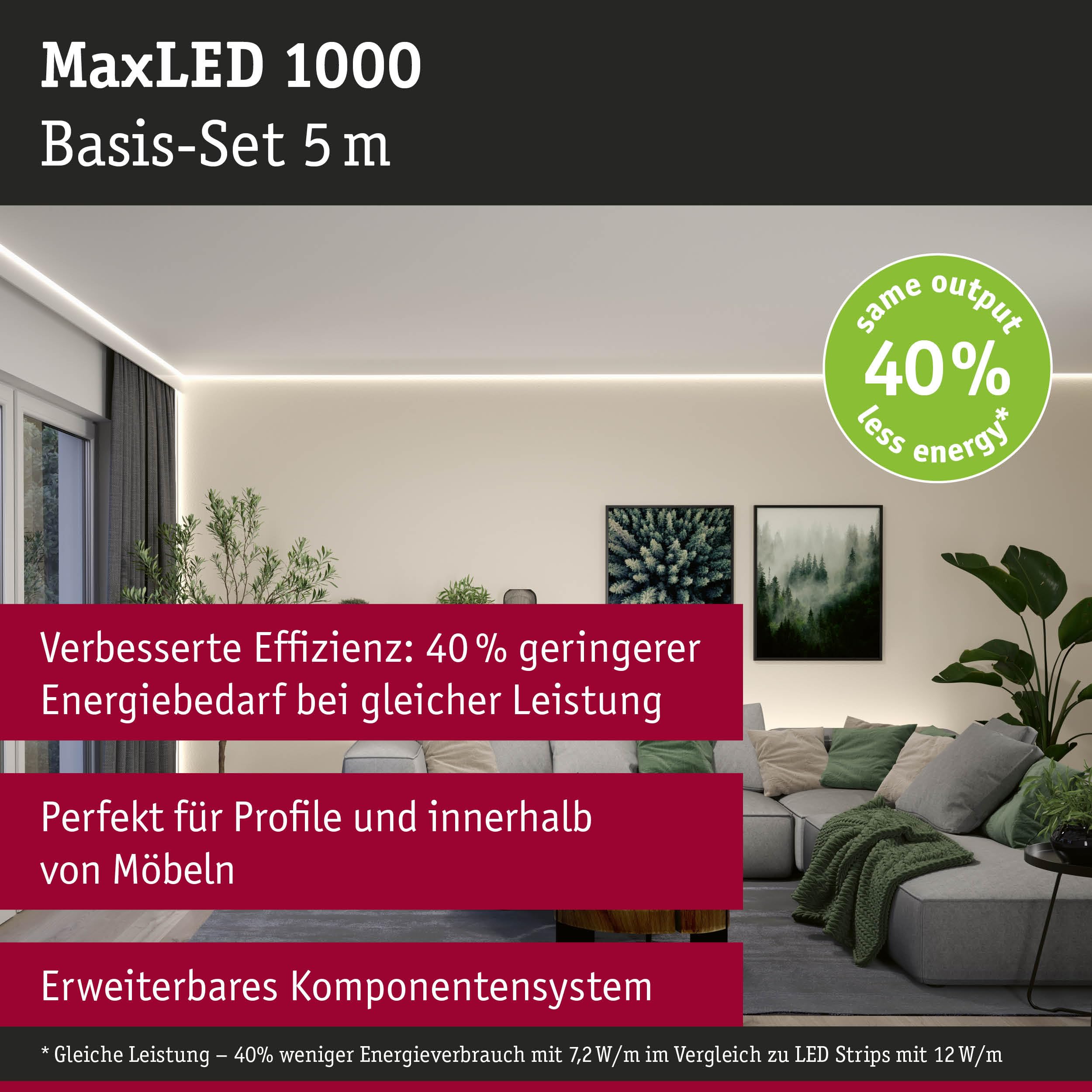 Paulmann MaxLED 1000 LED Strip Basisset 5m Warmweiß 30W 1100lm/m 2700K 60VA 71241