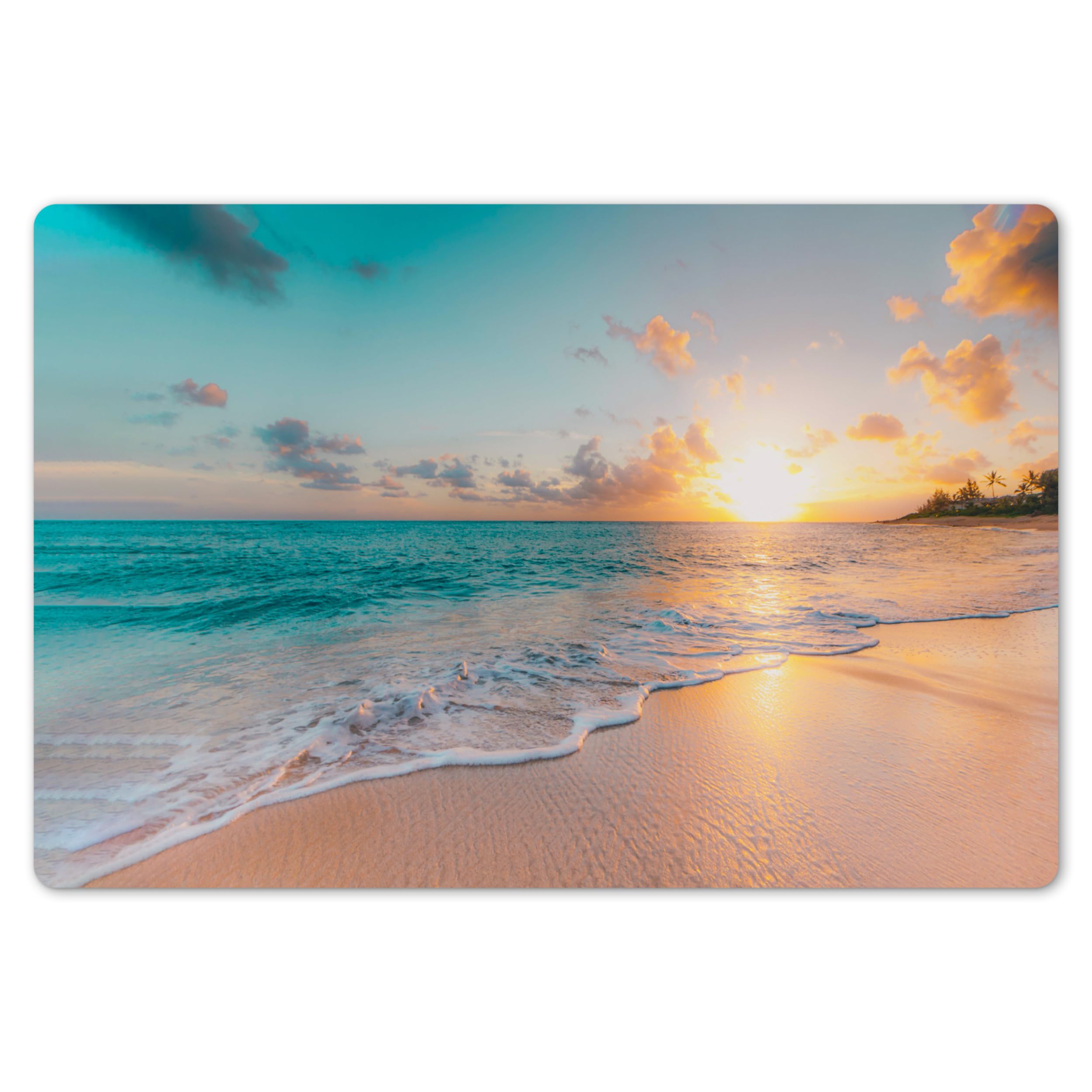 KitchenYeah© Dining Table Placemats 18"x12" / 45x30 cm Wipeable Placemat Small Place Mats Set Of 6 Non Stick Mat Dinning Matts Anti Slip Sunset - Beach - Sea - Summer - Blue