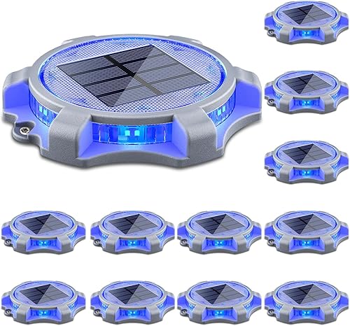 SIEDiNLAR Luces solares para cubierta al aire libre, 2 modos, marcadores LED para entrada, luz de muelle impermeable para pasarela, suelo, escalera,