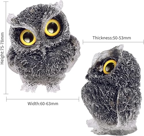Miniatura 8 de Rockcloud Estatua de búho de cristal de obsidiana negra de resina, hecha a mano con diseño de búho orgón para decoración de escritorio en casa,