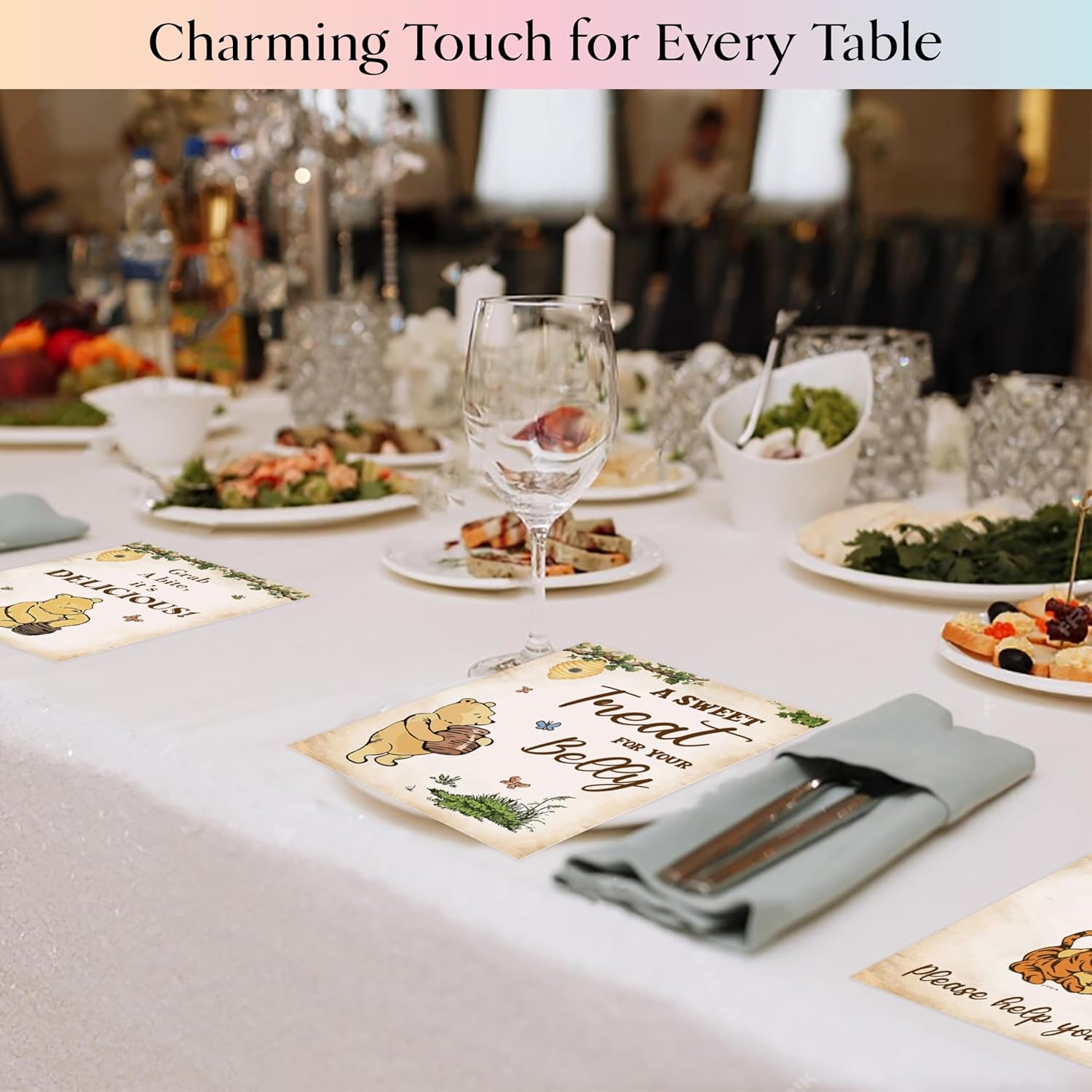 97 Decor Classic Pooh Bear Baby Shower Decorations - 9 Winnie Table Signs Decor, Vintage Pooh Quotes Winnie Party Supplies, Baby Welcome Sign For Birthday Parties, Gender Reveal, Table Centerpieces