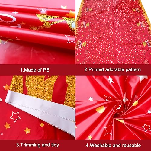 Miniatura 5 de KatchOn, Mantel de graduación rojo y dorado, extra grande de 108 x 54 pulgadas, paquete de 3, mantel de graduación de felicitaciones, decoraciones