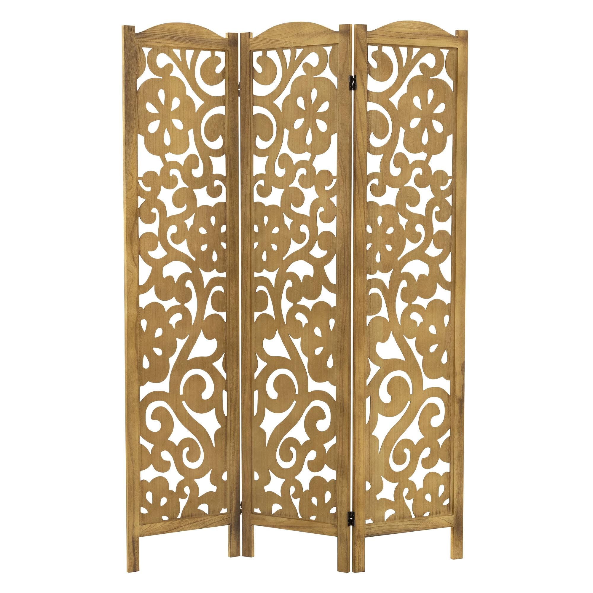 ML-Design Paravent Intérieur Yokohama, Naturel, 172x121 cm, en Bois, à 3 Panneaux Pliables, Cloison de Séparation Décorative Séparateur de Pièce Diviseur Écran d'Intimité Vestiare Protection Visuelle