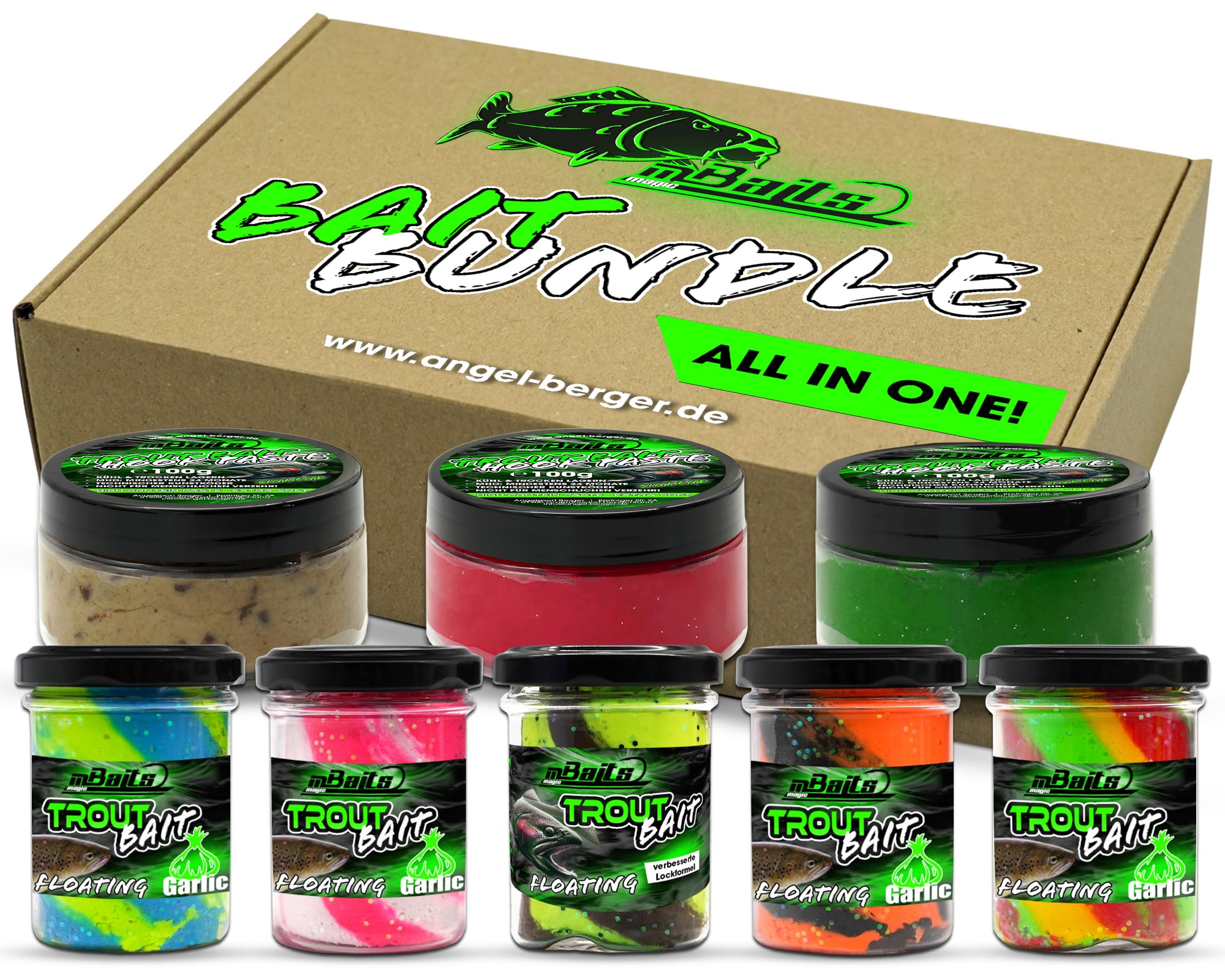 Magic Baits Pack de leurres pour truites Tout en un Set économique Pack économique de leurres pour truites Pâte à truite Appât pour pêche flottant enfonçant