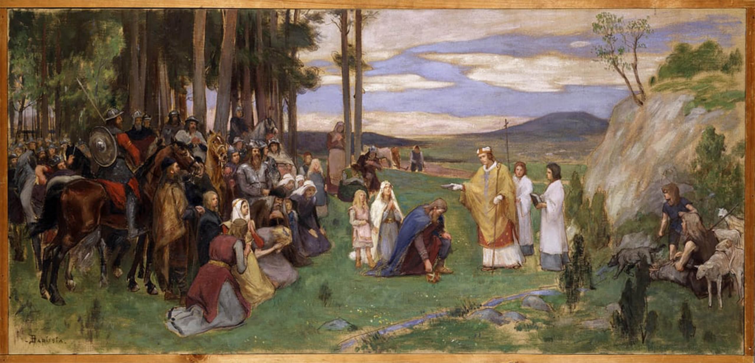 SERENDIPITP Abstract Painting Mural Print Picture Wall Decor Painting Ansgar Preaching Christianity by Georg Vilhelm Pauli Vintage Wall Artwork for Home Decor 60x90cm