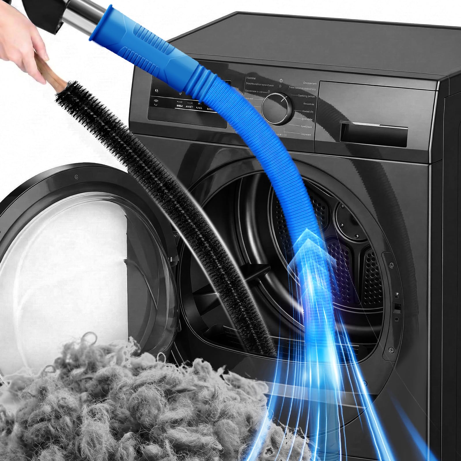 Universal Dryer Vent Cleaner Kit Lint Vacuum Attachment & Lint Remover Brush, multipurpose dryer vent cleaner for Power Washer, Dryer Vent, Air Conditioner Hoover Attachment