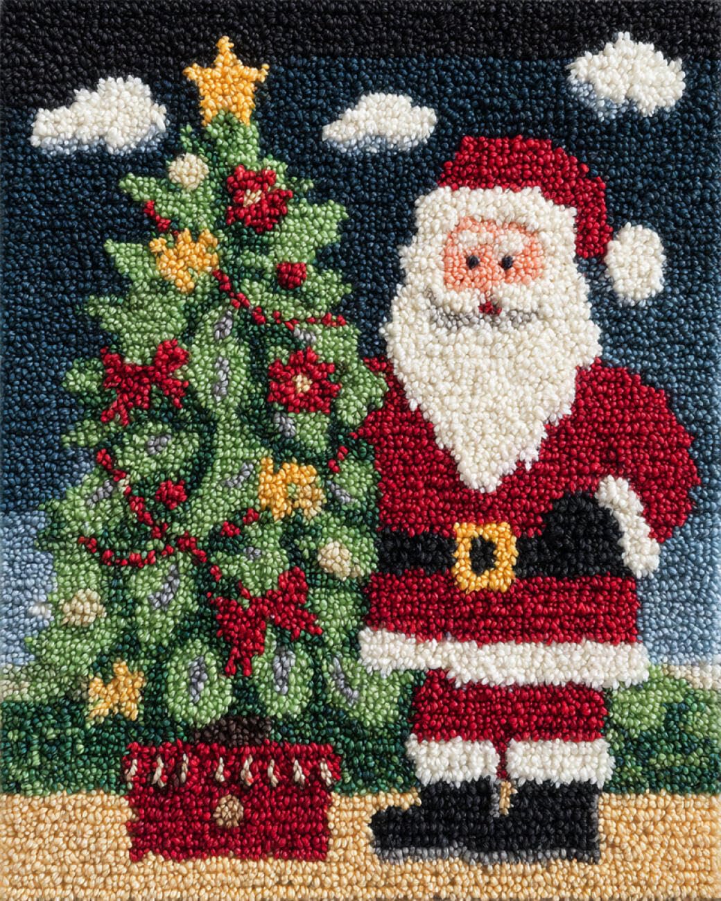 AxiangziK DIY Latchook Kit Colorful Christmas Tree Latch Hook Rug Making Kit for Adults,Cross Stitch Set Carpet Tapestry Needlework 23x35in