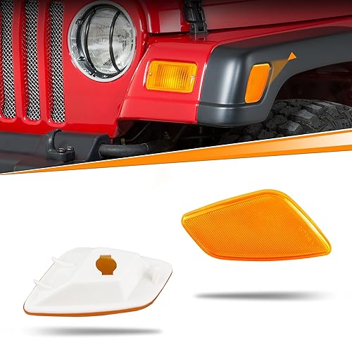 Miniatura 3 de HERCOO Luces LED de señal de estacionamiento, luces de marcador lateral, cubierta de lámparas, bombillas ámbar para conductor y pasajero, montaje de