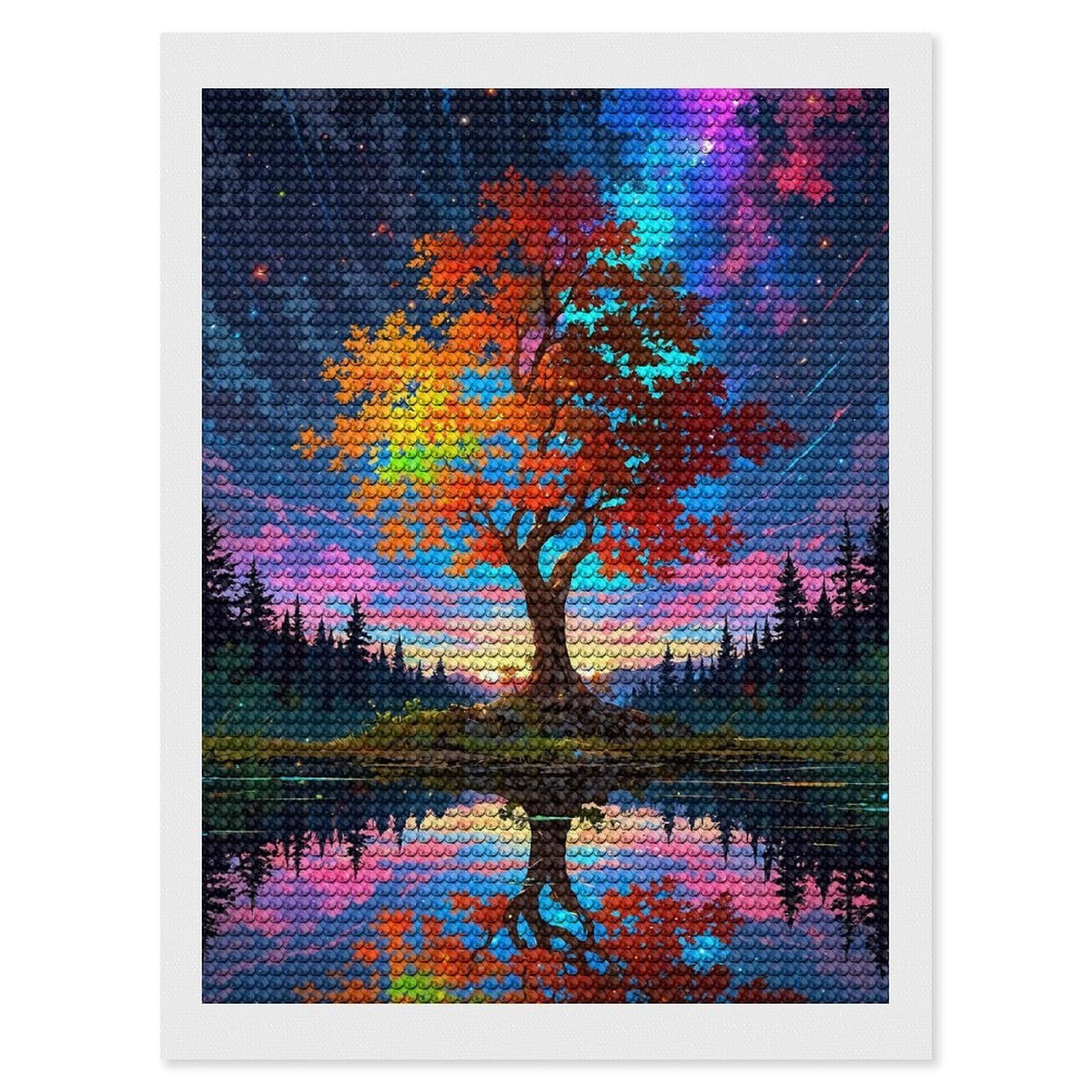 Junmoney Dreamscape Diamond Art Canvas 12"x16", Decorate Your Room, Mindful Craft Activity, Cosy Home Accent, Thoughtful Handmade Gift