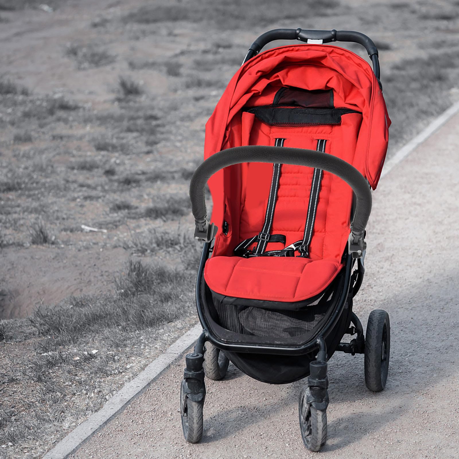 Barra Transversal para Cochecito de Ñiño de 32 Cm, Apoyabrazos Metálico Espuma, Accesorio Seguro y Duradero para Silla de Paseo Infantil, Compatible Carritos de Ñiño