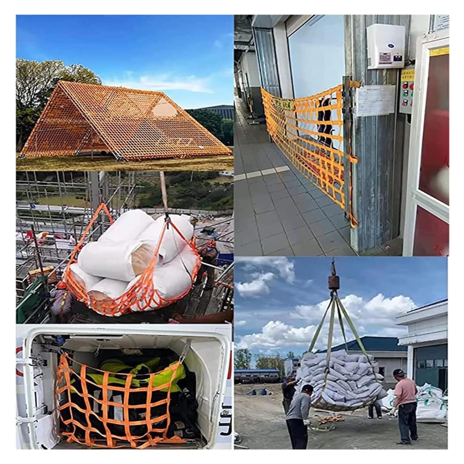 Rete di Sollevamento per carichi Pesanti 4x4 m - Rete Piatta e Resistente con Maglia da 15 cm, Portata di 2,5 tonnellate, Perfetta per caricare/scaricare in Sicurezza Camion e rimorchi.