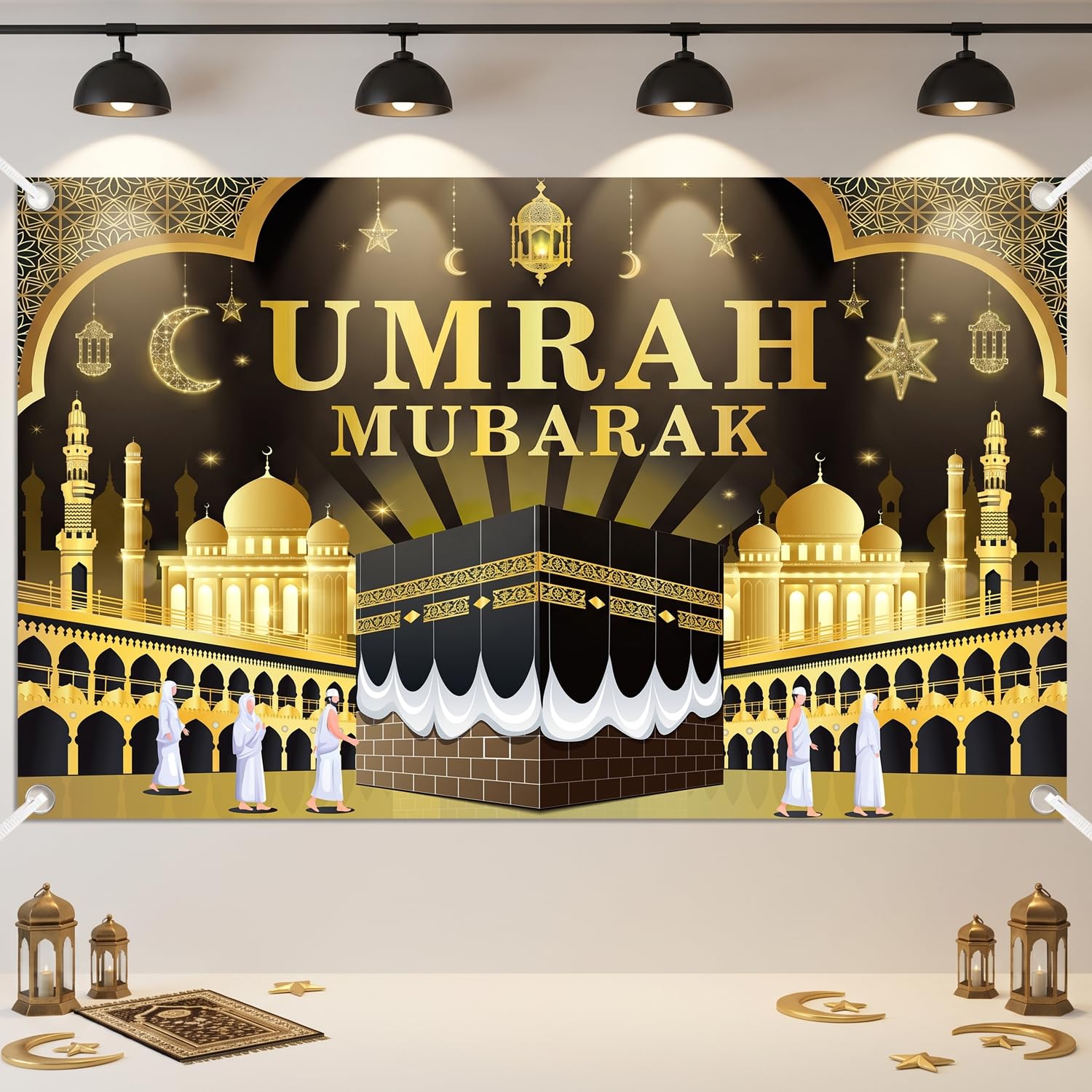 Eiapadeor Umrah Mubarak Decoration Banner Backdrop Eid Hajj Ramadan Muslim