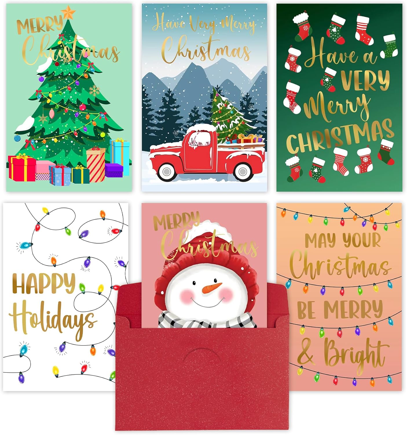 24 Pack Christmas Cards with Envelopes and Stickers 6
